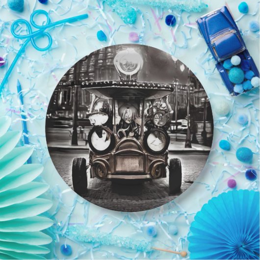 Antiek auto papieren bordje (Feest)