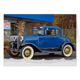 Antiek auto van Diner met Bichon Frise Dog