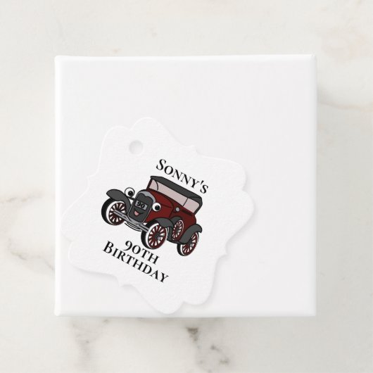 Antiek auto Verjaardag Bedankjes Labels (In situ)