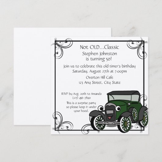 Antiek auto Verjaardag Kaart (Voorkant / Achterkant)