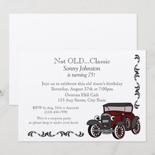 Antiek auto Verjaardag Kaart (Voorkant / Achterkant)