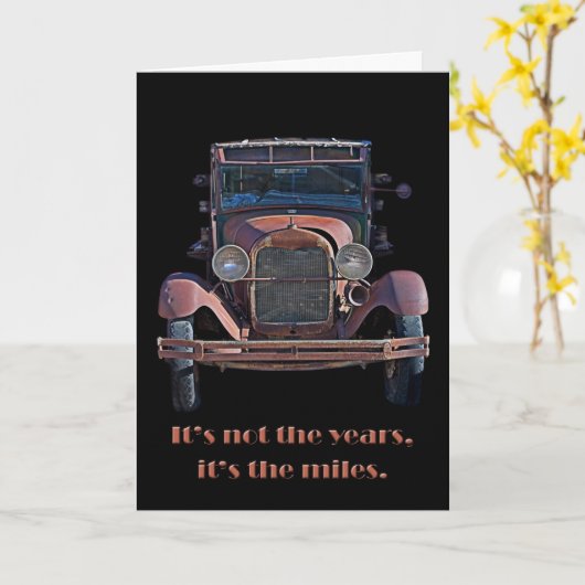 Antiek Auto Verjaardag Kaart (Gele Bloem)