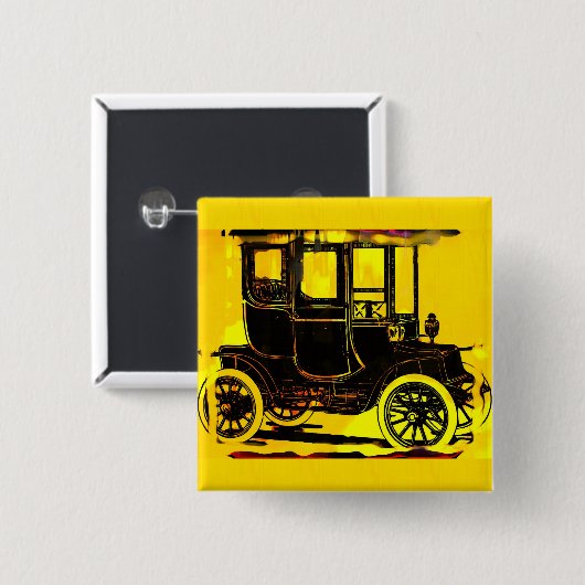 Antiek auto vierkante button 5,1 cm (Voorkant /achterkant)