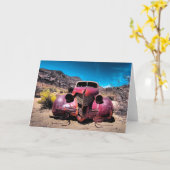 Antiek auto Wenskaart Kaart (Gele Bloem)