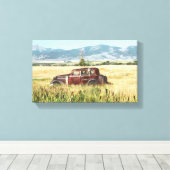 Antiek autofoto canvas afdruk (Insitu (Houten vloer))