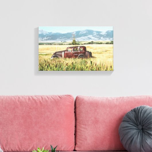 Antiek autofoto canvas afdruk (Insitu (Woonkamer))