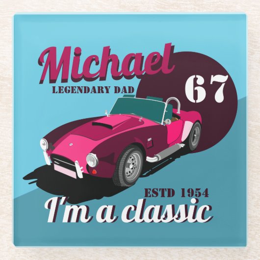  antiek autolegendarische naam glazen onderzetter (Voorkant)