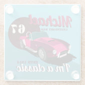  antiek autolegendarische naam glazen onderzetter (Achterkant)