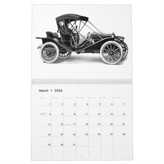 Antiek Automobielen - Klassieke automatische Desig Kalender (Mar 2026)