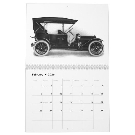 Antiek Automobielen - Klassieke automatische Desig Kalender (Feb 2026)