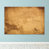 Antiek auto's,  kaart elegant canvas afdrukken (Insitu (Houten vloer))