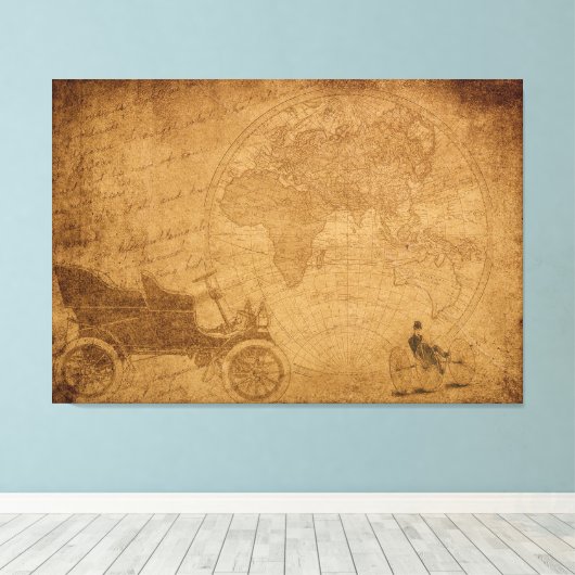 Antiek auto's,  kaart elegant canvas afdrukken (Insitu (Houten vloer))