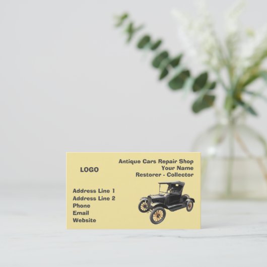 Antiek auto's Reparatie Winkelverzamelaar 2 Visitekaartje (Staand voorkant)