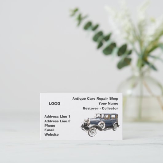 Antiek auto's Reparatie Winkelverzamelaar Visitekaartje (Staand voorkant)