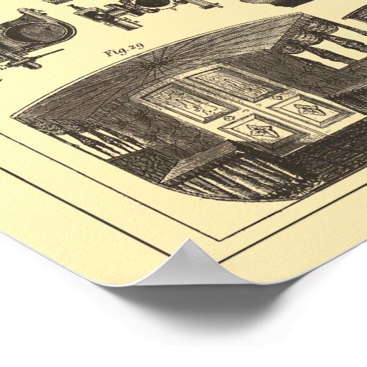 Antiek autotrein met steampunk poster (Hoek)