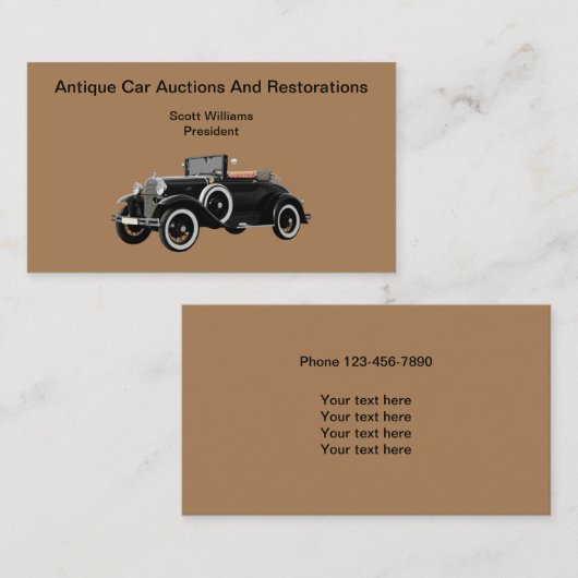 Antiek autowrakken en -veilingen visitekaartje (Voorkant / Achterkant)