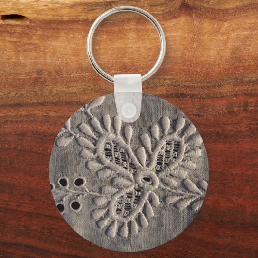 Antiek Ayrshire Lace Embroidery Sleutelhanger (Voorkant)