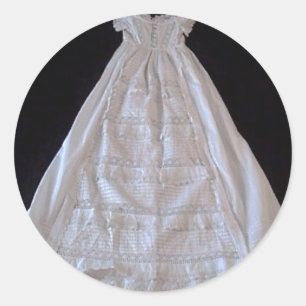 Antiek Ayrshire Lace kastenjurk Ronde Sticker
