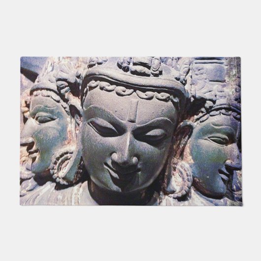 Antiek Aziatisch Steen Gezichtsbeeld Foto Vet Grap Deurmat (Voorkant)