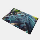 Antiek Aziatisch Turquoise Blauw Paardenbeeld Foto Deurmat (Schuin)