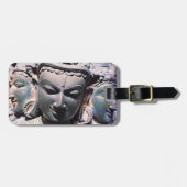 Antiek aziatische gesneden stenen gezichten close- bagagelabel (Voorkant horizontaal)