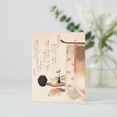 Antiek-Aziatische Japans-gedicht-hout Briefkaart (Staand voorkant)