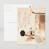 Antiek-Aziatische Japans-gedicht-hout Briefkaart (Voorkant / Achterkant)