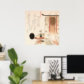 Antiek-Aziatische Japans-gedicht-hout Poster (Thuiskantoor)