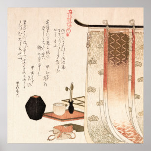 Antiek-Aziatische Japans-gedicht-hout Poster