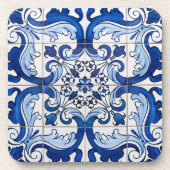 Antiek Azulejo Tegel Floral Pattern Onderzetter (Voorkant)