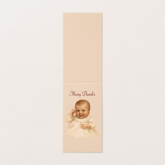 Antiek Baby Hartelijk dank Kaart (Buitenkant ongevouwen)