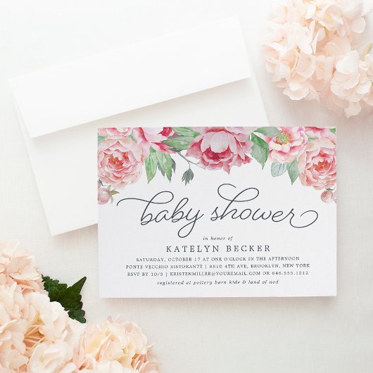 Antiek Baby shower Peony Kaart