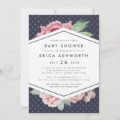Antiek Baby shower Peony | marine Kaart (Voorkant)