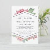 Antiek Baby shower Peony | wit Kaart (Staand voorkant)