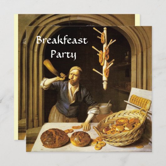 ANTIEK BACKERY-BREAKFEAST-PARTIJ Opening uitnodigi Kaart (Voorkant / Achterkant)