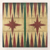Antiek Backgammon Game Board van Ethan Harper Glazen Onderzetter (Voorkant)