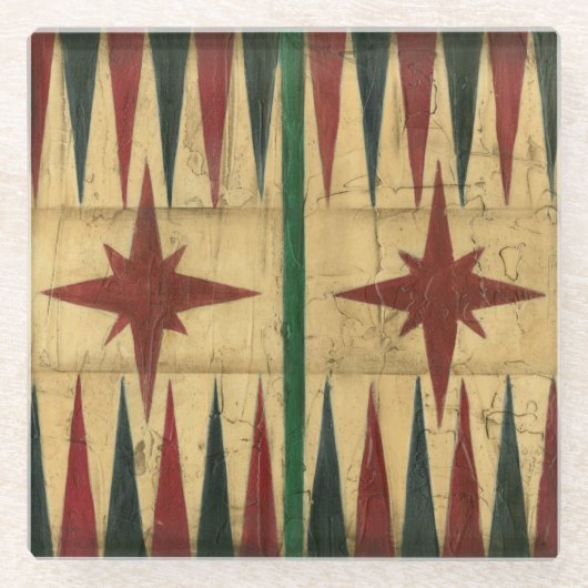 Antiek Backgammon Game Board van Ethan Harper Glazen Onderzetter (Voorkant)