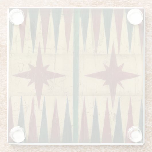 Antiek Backgammon Game Board van Ethan Harper Glazen Onderzetter (Achterkant)