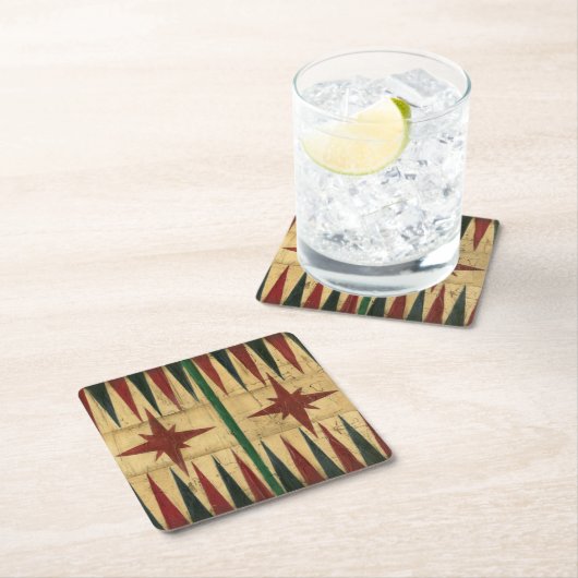 Antiek Backgammon Game Board van Ethan Harper Kartonnen Onderzetters (Insitu)