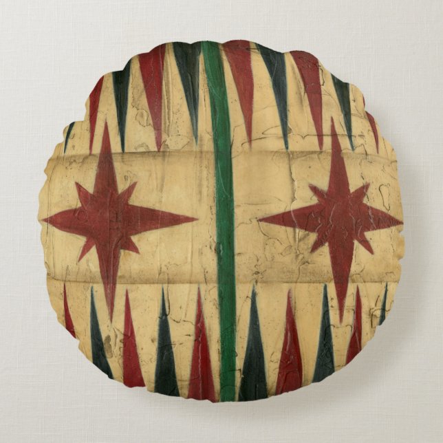 Antiek Backgammon Game Board van Ethan Harper Rond Kussen (Voorkant)