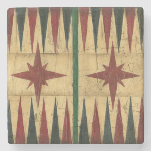 Antiek Backgammon Game Board van Ethan Harper Stenen Onderzetter (Voorkant)