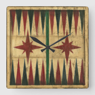Antiek Backgammon Game Board van Ethan Harper Vierkante Klok