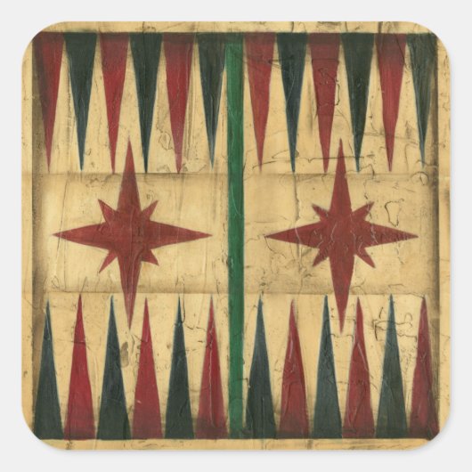 Antiek Backgammon Game Board van Ethan Harper Vierkante Sticker (Voorkant)