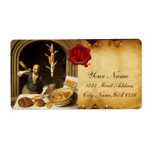 ANTIEK BAKER BAKERY BREAD SHOP WAX SEAL MONOGRAM ETIKET