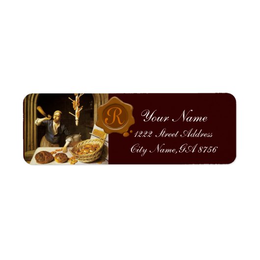 ANTIEK BAKER BAKERY BREAD SHOP WAX SEAL MONOGRAM ETIKET (Voorkant)