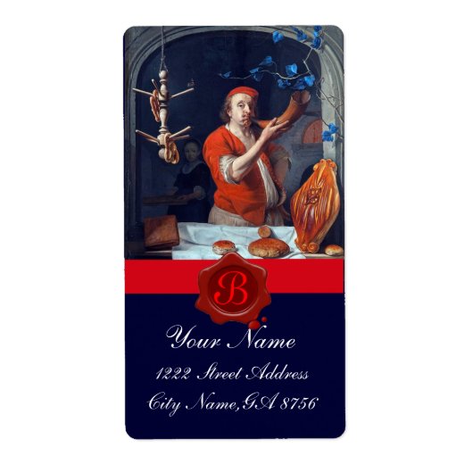ANTIEK BAKER BAKERY BREAD SHOP WAX SEAL MONOGRAM ETIKET (Voorkant)
