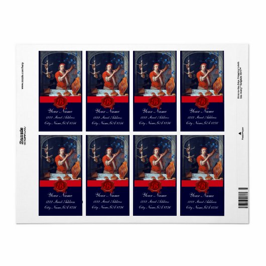 ANTIEK BAKER BAKERY BREAD SHOP WAX SEAL MONOGRAM ETIKET (Full Sheet)