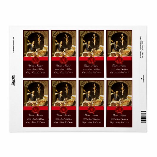 ANTIEK BAKER BAKERY BREAD SHOP WAX SEAL MONOGRAM ETIKET (Full Sheet)