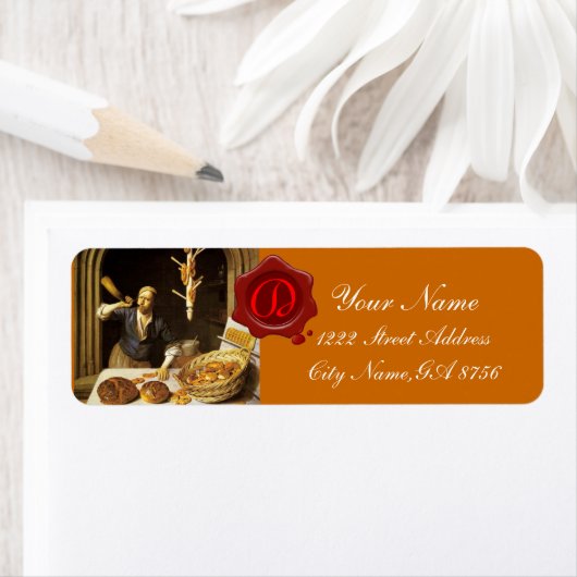 ANTIEK BAKER BAKERY BREAD SHOP WAX SEAL MONOGRAM ETIKET (Insitu)