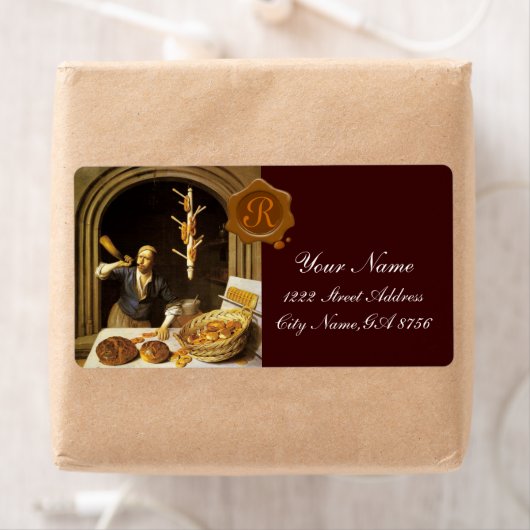 ANTIEK BAKER BAKERY BREAD SHOP WAX SEAL MONOGRAM ETIKET (Insitu)